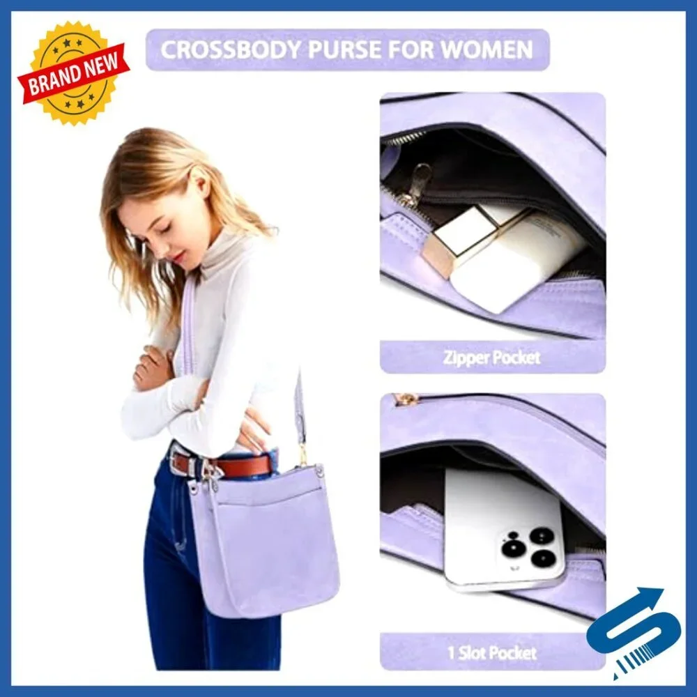 PU Leather Hobo Crossbody Bag Set with Wallet Adjustable Straps Tote